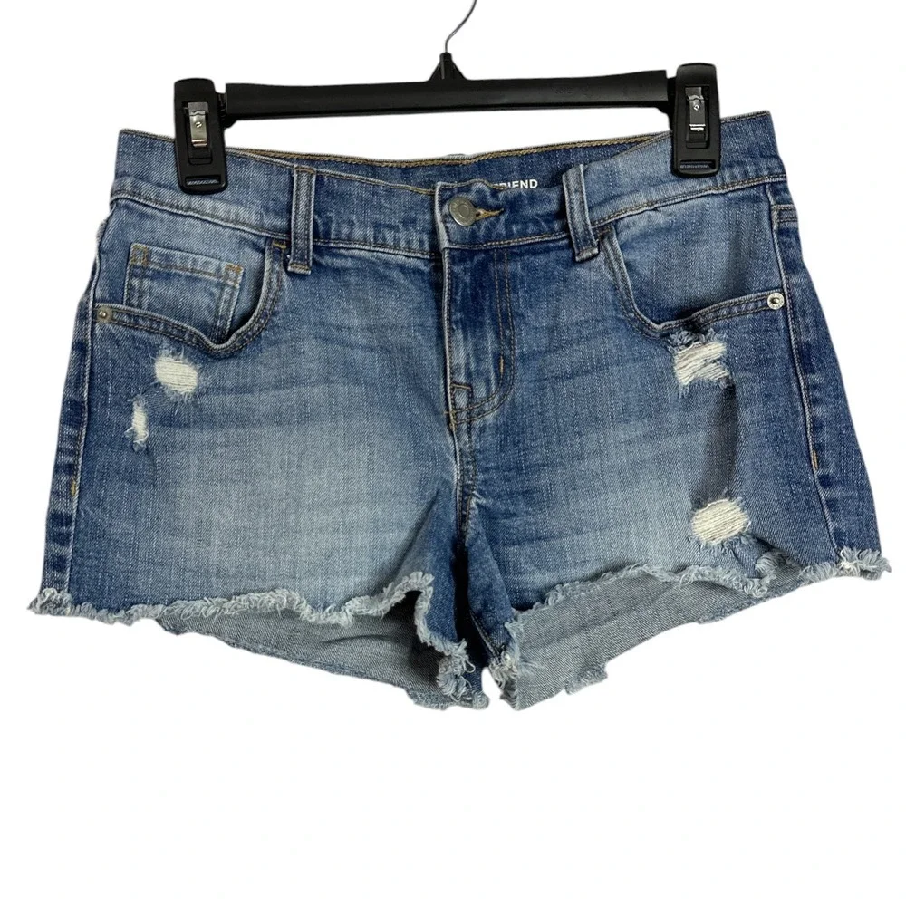 Old Navy Boyfriend Denim Shorts Blue Distressed Cutoff Sugar Bush Size 2 Regular